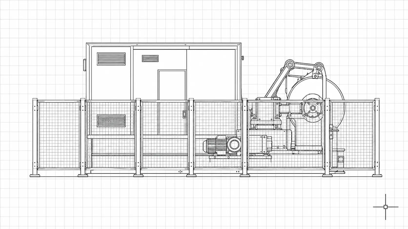 Desenho de engenharia para proteção de máquina